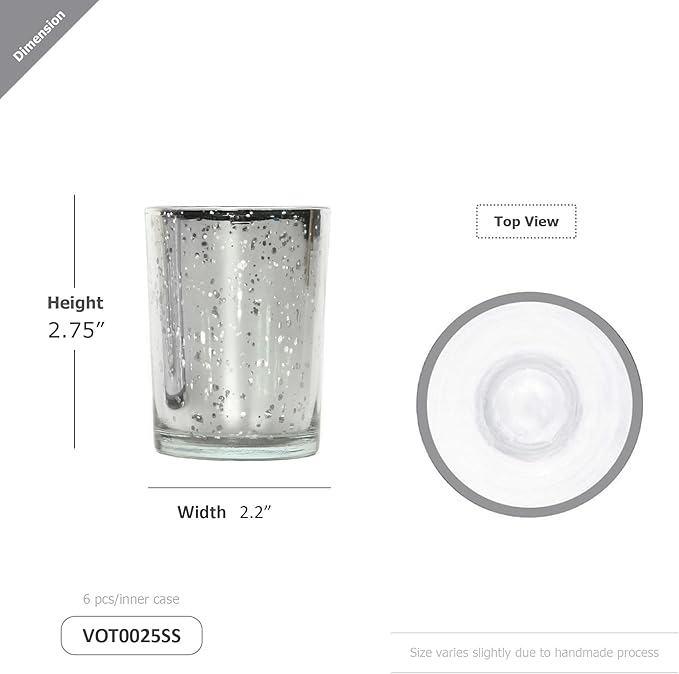 WGV Silver Speckled Tea Light Votive Candle Holder 2.2x2.75, Small Tiny Utility - Image 2
