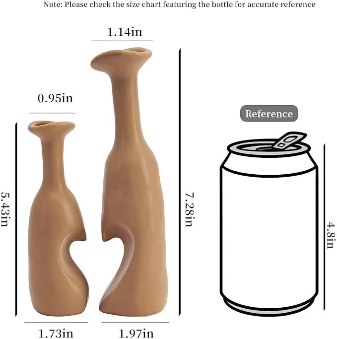 Heart Shaped Small Ceramic Vases Set of 2 Home Decor Boho Vase Modern Matte - Image 2