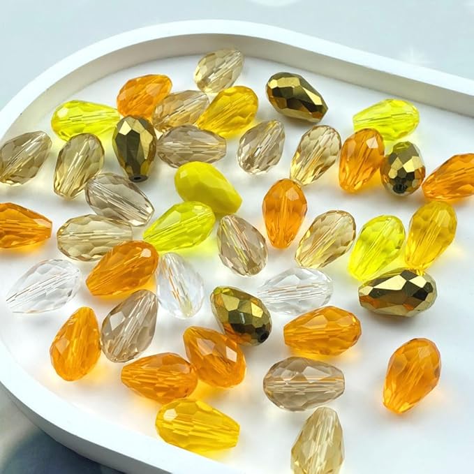 110pcs 6x8mm Teardrop Crystal Glass Beads Vertical Hole Faceted Loose Spacer - Image 2