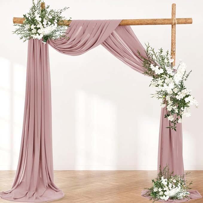 Wedding Arch Draping Fabric 1 Panel 30'' x 18FT Dusty Rose Sheer Chiffon Arch - Image 4