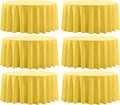Round Tablecloth 120 Inch 6 Pack Yellow Tablecloths Washable Decorative Linen by AOCOZHomeLifeMuseum