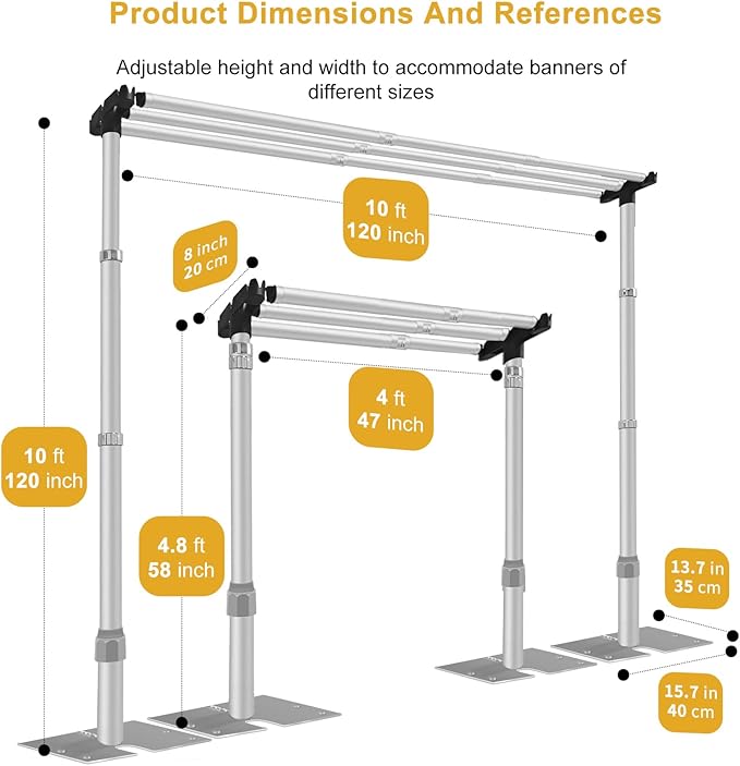 Jiang&Rong 10x10Ft Three Crossbar Backdrop Stand - Image 2