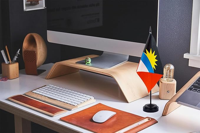 WXTWK 2 Pack Antigua and Barbuda Flag Antigua and Barbuda Deluxe Desk Flag Set - Image 5