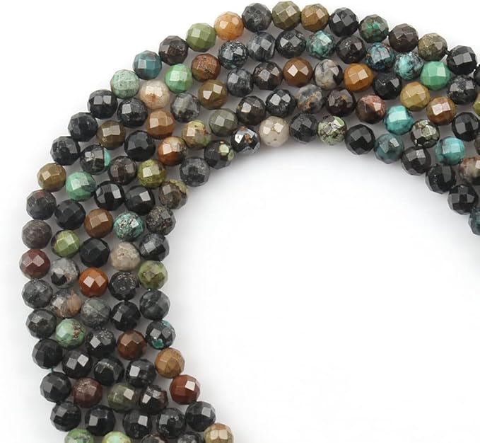 Song Xi 120pcs 3mm Natural African Turquoise Gemstone Beads Faceted Round Loose - Image 3