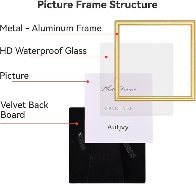 4x4 Picture Frame Matte Gold Modern Simple Thin Aluminum Metal Photo Frame - Image 4