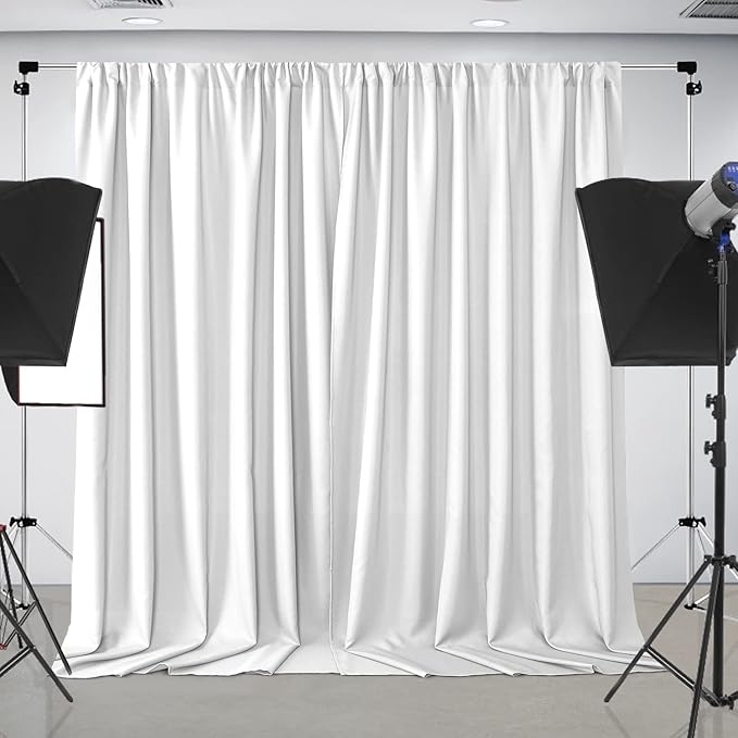 Joydeco White Photography Backdrop Curtains, Wrinkle Free Polyester 5ft x 7ft - Image 2