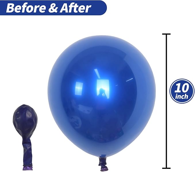 Chrome Blue Balloons, Shiny Thick Chrome Metallic Dark Blue Latex Helium - Image 4