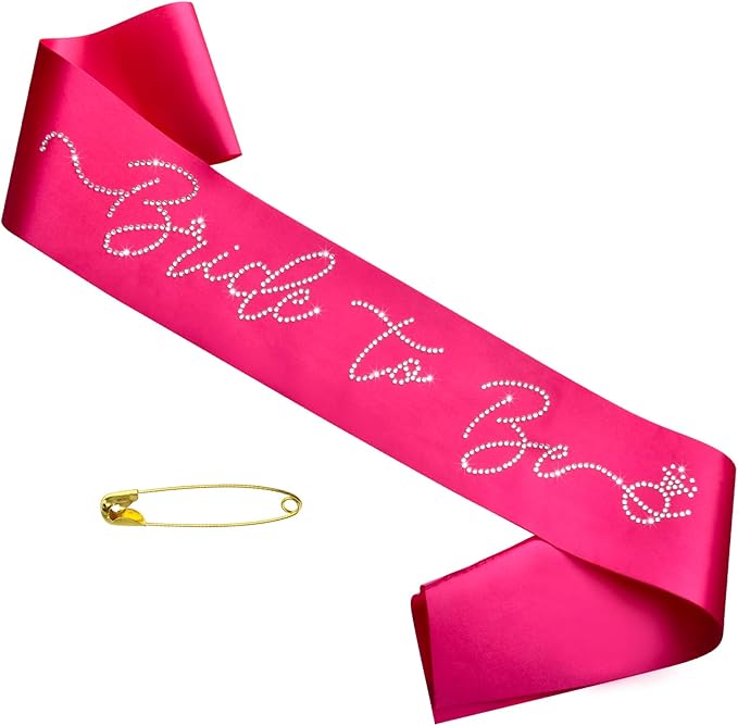 Hot Pink Bride to Be Sash with Glitter Rhinestones, Funny Bride to Be Sash by Unknown