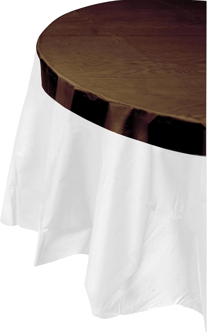 Party Solids Pack Of 12 Premium Plastic Tablecloth 84 Inch Round Table Cover - Image 3