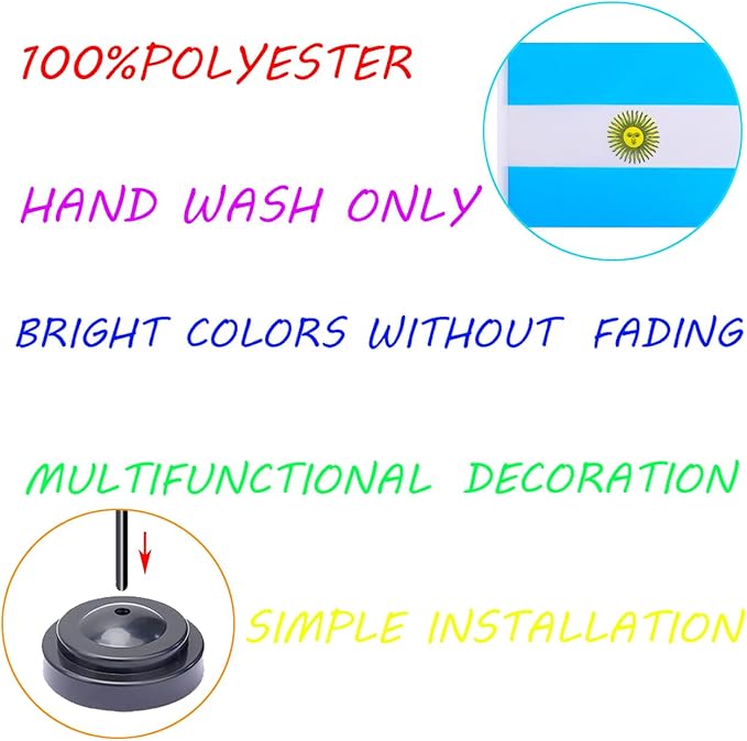 WXTWK 2 Pack Argentina Flag Argentina Deluxe Desk Flag Set - Image 3