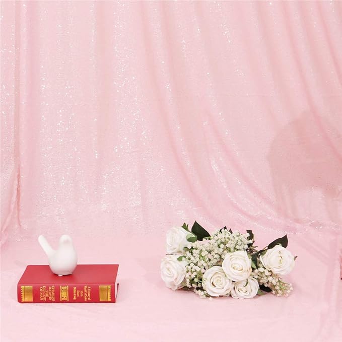 Eternal Beauty Pink Sequin Backdrop Curtains, Valentine's Day Shimmer Back Drop - Image 6