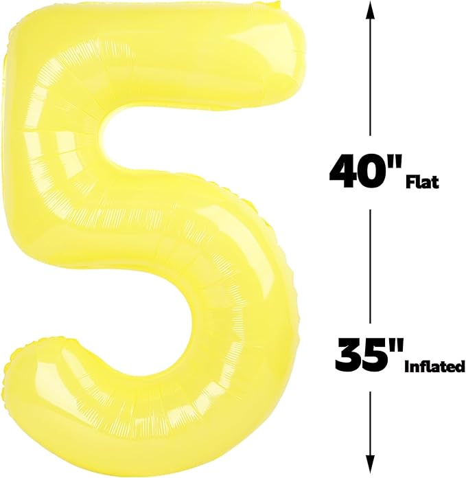 Number Balloon 5 Yellow Macaron - Image 2