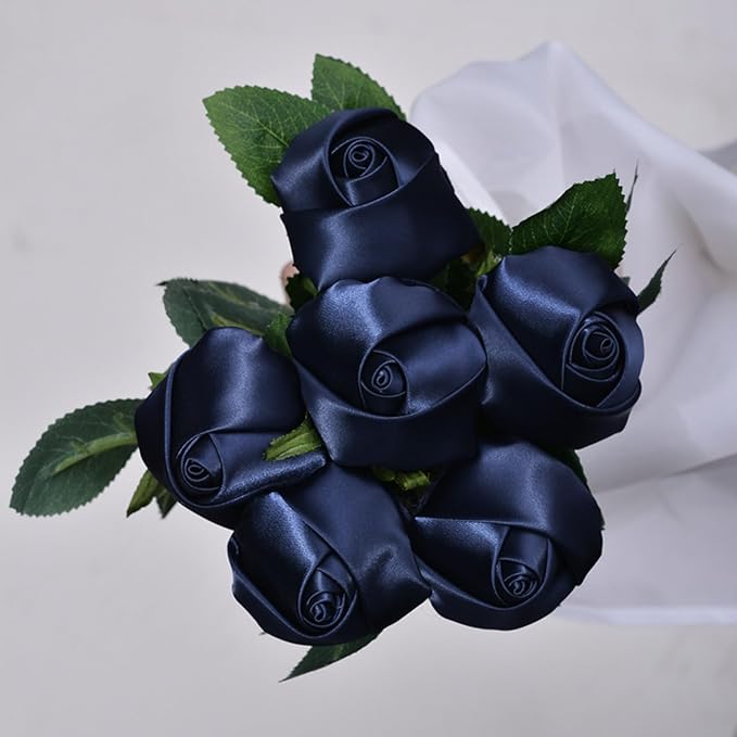 1" x 50 Yards Navy Blue Satin Ribbon Single Faced Fabric Ribbons - Image 6