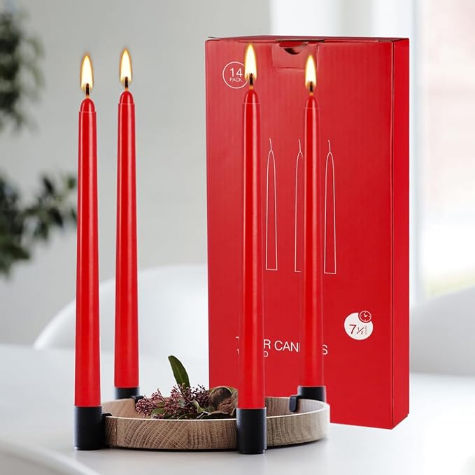 24 Pack Red Taper Candles, 7-8 Hours Burn Time, Smokeless and Dripless - Image 5