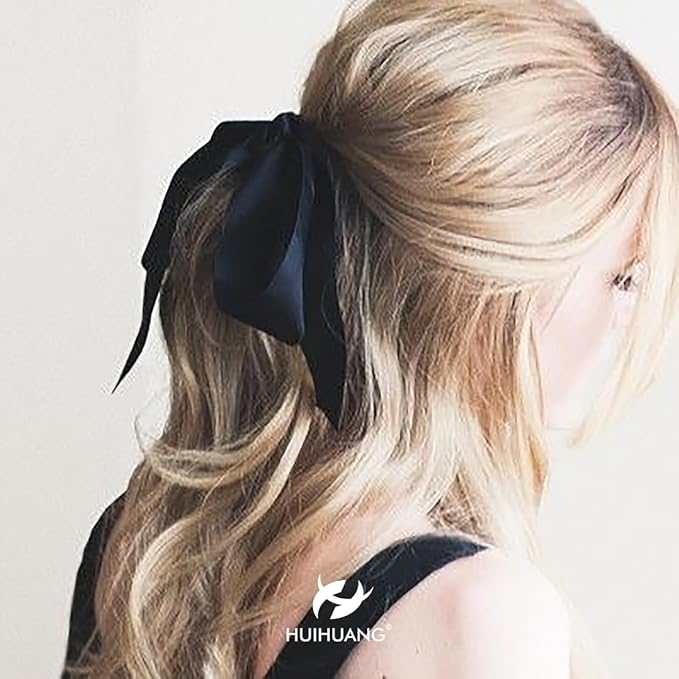 HUIHUANG 1-1/2 inch Double Face Satin Ribbon, Polyester Satin Black Ribbon 50 - Image 4