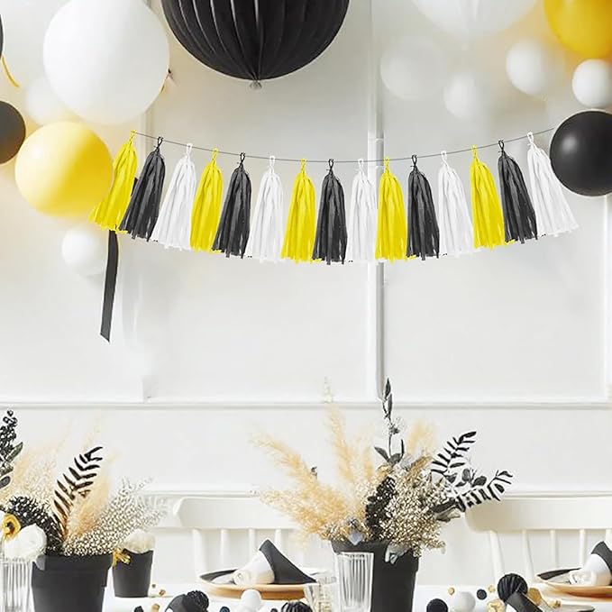 Yellow White Black Party Decorations - Image 6