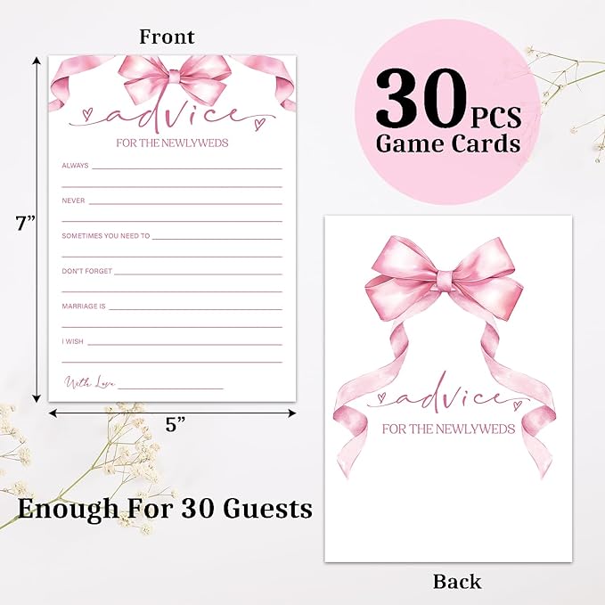 Advice Cards for Bridal Shower, Bridal Shower Games Engagement Party Wedding - Image 2
