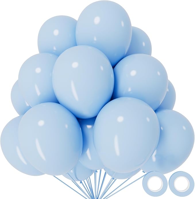 110pcs Pastel Blue Balloon 12 Inch, Pastel Blue Latex Balloons by KUULBELA