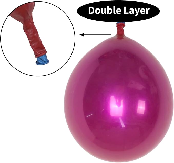 Chrome Hot Pink Balloons 12 Inch, Double-Layered Metallic Hot Pink Balloons - Image 3
