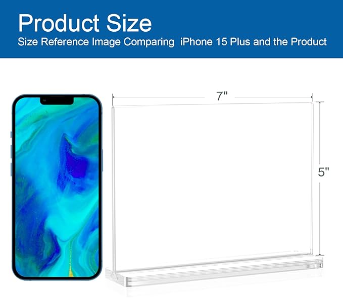 BlueValley Clear Acrylic Sign Holder 7x5 Inch - Image 2
