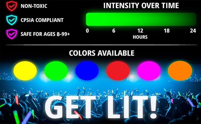 Glow Fever Glow Sticks Bulk 100ct Premium Glow In The Dark Light Up - Image 5