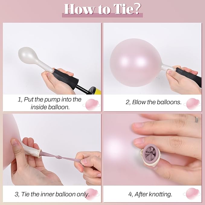 Double Stuffed Pearl White and Pink Balloons - Image 5