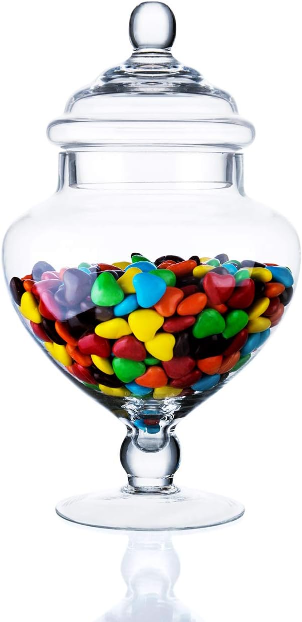 Diamond Star Clear Glass Apothecary Jars, Heart Shape Small Candy Buffet by DiamondStar