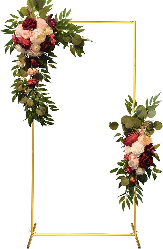 Metal Wedding Arch Backdrop Stand 6.6x3.3 FT Gold Square Balloon Arch Frame by CHUNQIANGCAIDESIGN