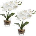 White Orchids Artificial Flowers by Oairse