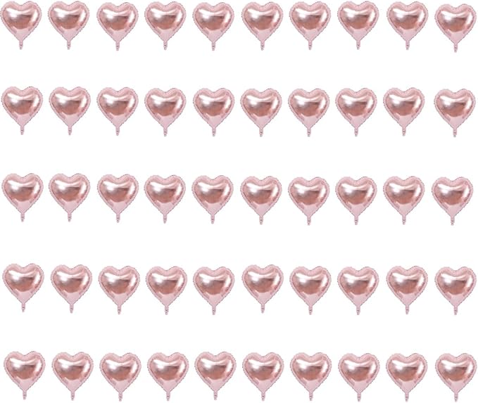 50 Pcs Rosegold Heart Shaped Balloon Foil Balloon 5 inch Heart Balloon by USINNOEM