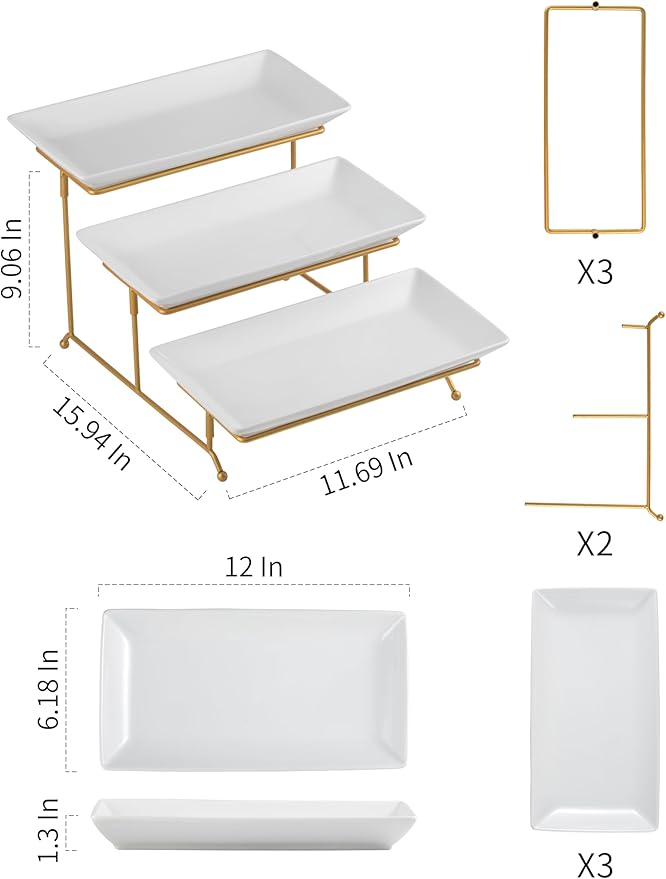 YHOSSEUN Large 3 Tier Serving Tray - Image 2