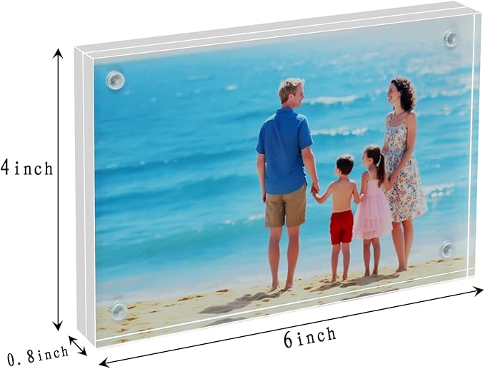 4×6 Acrylic Photo Frames 3 Pack, 10mm+10mm Thick Magnetic Double Sided - Image 2