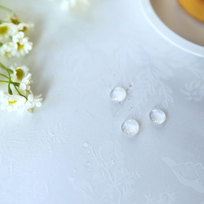 White lace Premium Rectangle Farmhouse Tablecloth Waterproof OilProof - Image 4