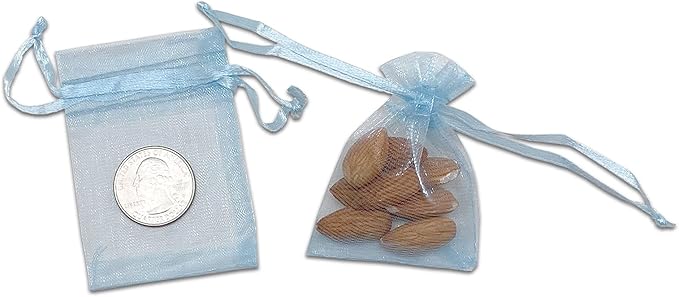 TheDisplayGuys 48-Pack 2" x 2-3/4" Blue Sheer Organza Gift Bags - Image 4