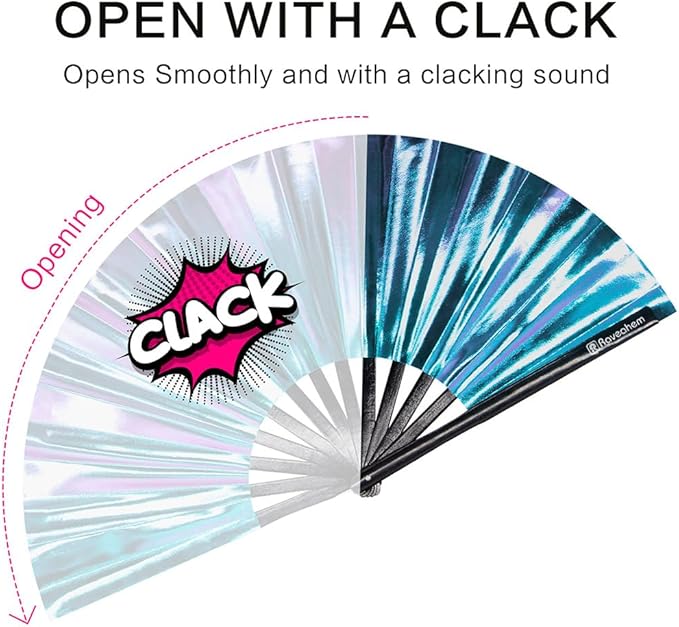 Large Rave Fan, Clack Folding Hand Fan - Image 5