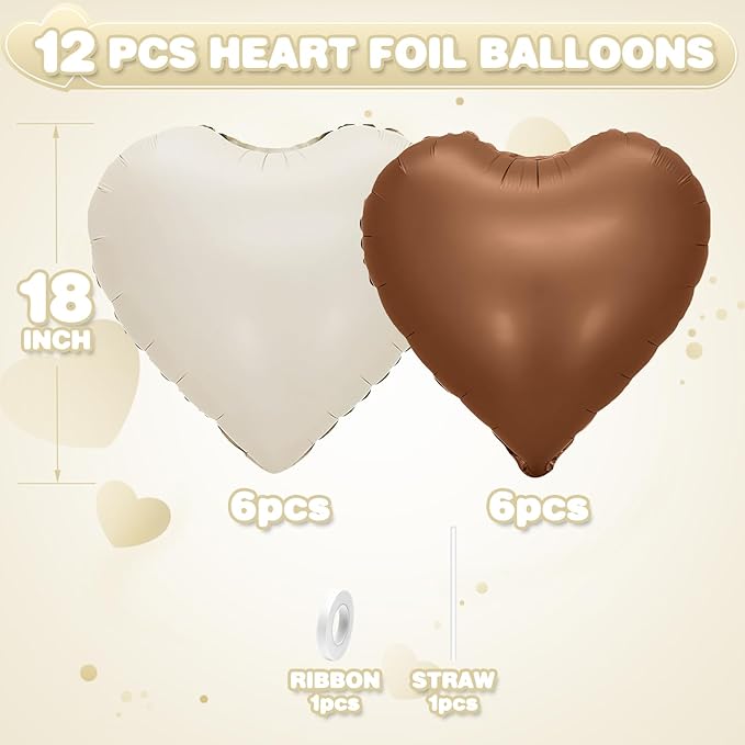 Sand White Brown Heart Balloons - Image 2