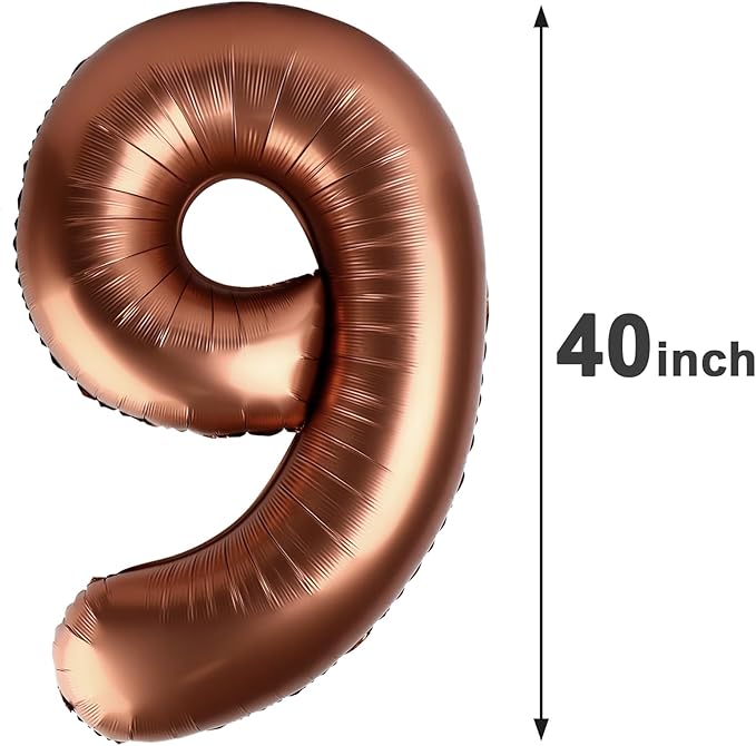 40 Inch Big Coffee Brown 9 Balloon Number, Jumbo Giant Happy 9th 19 29 39 49 99 - Image 2