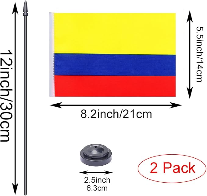 WXTWK 2 Pack Colombian Flag Colombian Deluxe Desk Flag Set - Image 2