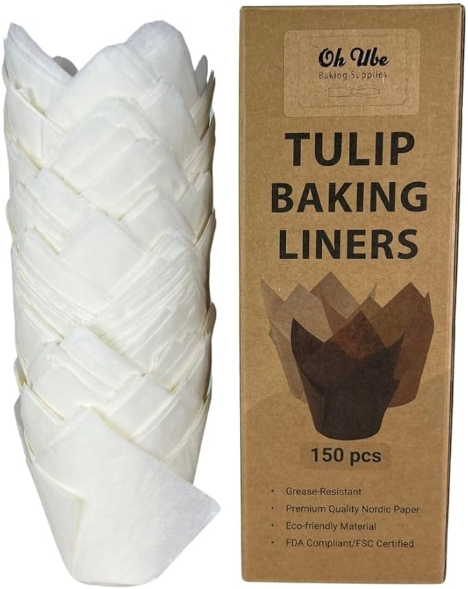 150-Pack Nordic Paper White Tulip Muffin Liners by OhUbeBakingSupplies