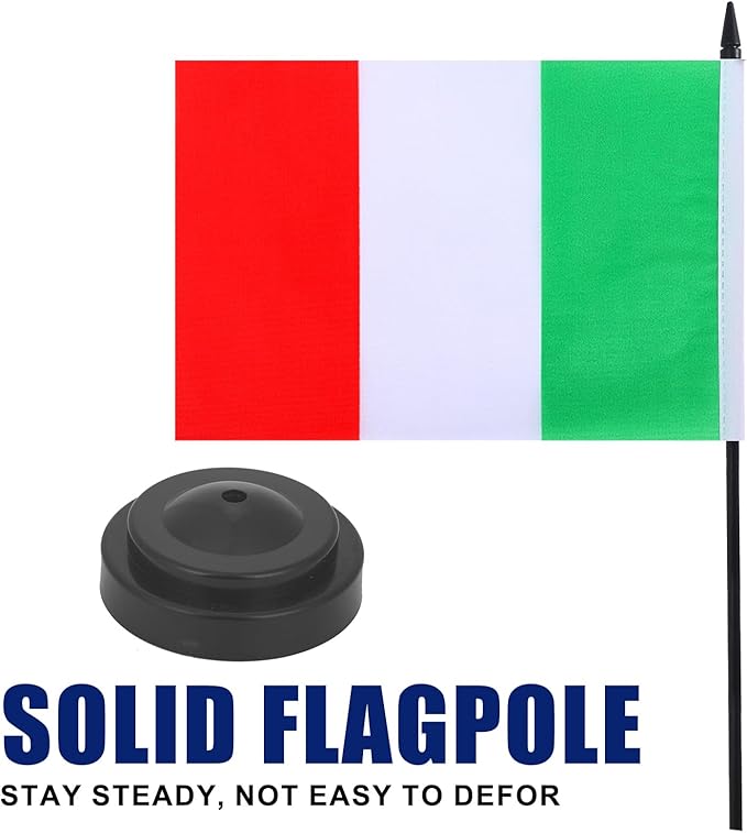 Italy Desk Flag 12" Solid Pole Deluxe Set Italian Flags Banner Mini Small Italy - Image 3