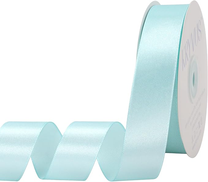 Light Blue Satin Ribbon 1 inch X Continuous 50 Yards, Single Face Polyester by Kryvusribbon