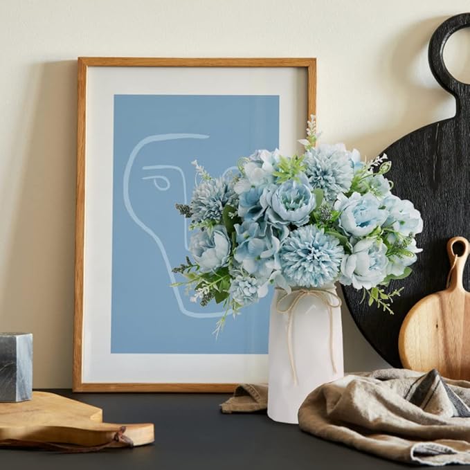 LESING Artificial Peony with Vase Silk Flowers Bouquets Fake Hydrangea Bulks - Image 6