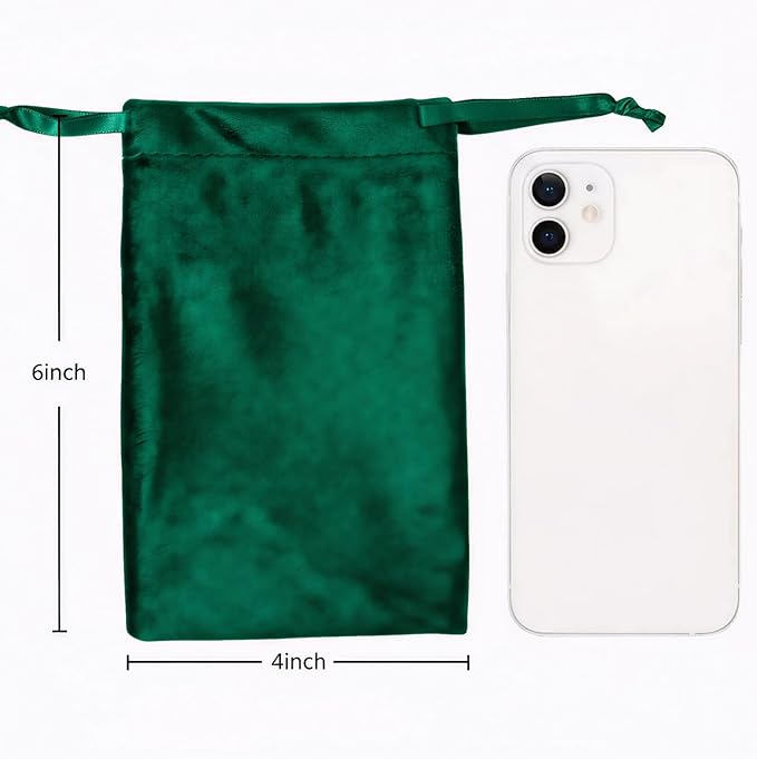 QIANF 12pcs Hunter Green Velvet Drawstring Bags 4x6 inches Velvet Cloth Small - Image 4