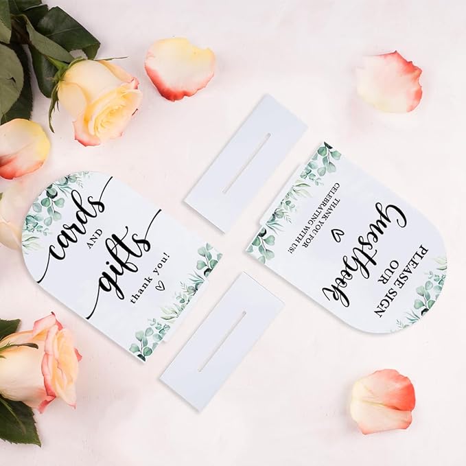 2 Pcs Acrylic Wedding Signs for Reception, Bridal Shower Decorations, Cards and - Image 4