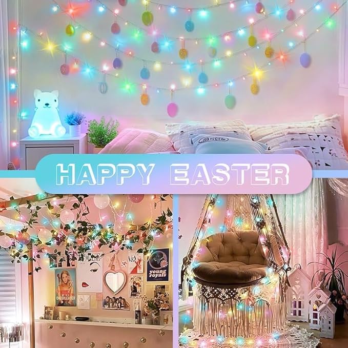 LAMPHOME Colorful String Lights, 66 ft 200 LED Pastel Easter Lights 11 Modes - Image 4