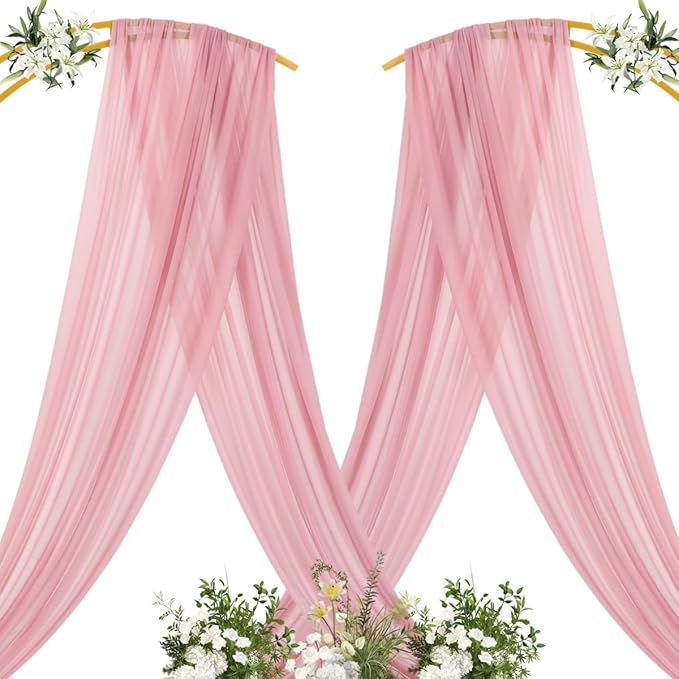 MLMC Dusty Rose Wedding Arch Draping Fabric 1 Panel 29" x 20 FT Extra Long - Image 4
