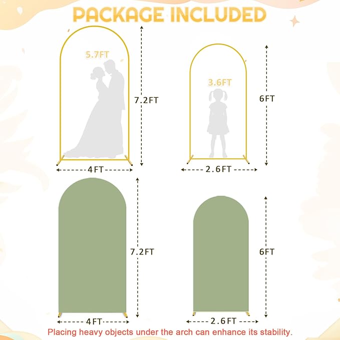FUHSY Wedding Metal Arch Backdrop Stand - Image 3