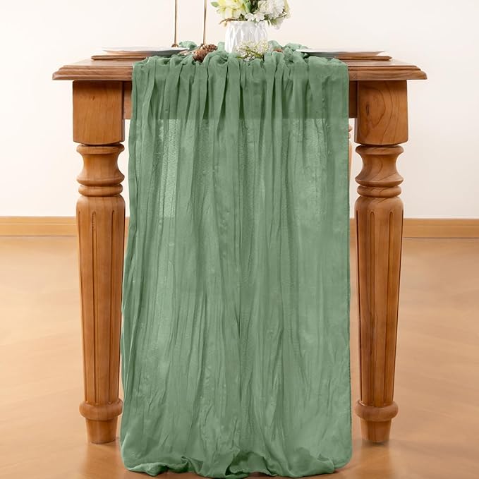 Sage Green Table Runner Cheesecloth Table Runner 4 Pack 14FT Farmhouse Table - Image 3