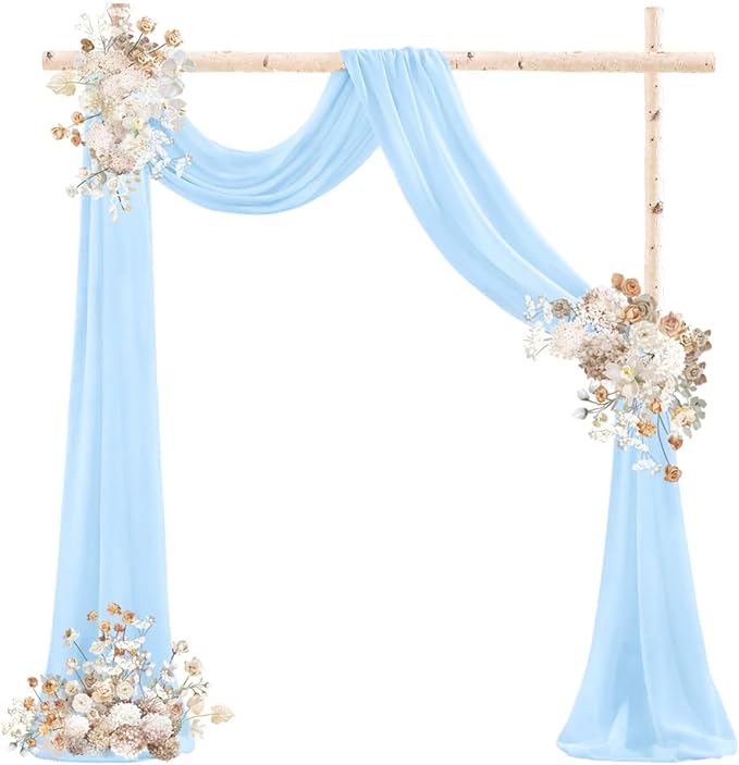 Baby Blue Wedding Arch Draping Fabric 2 Panels 29" x 20 FT Blue Wedding Drapes - Image 2