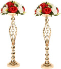 LANLONG 2pcs Metal Gold Candle Holders Road Lead Table Centerpiece Stand Pillar by LANLONG